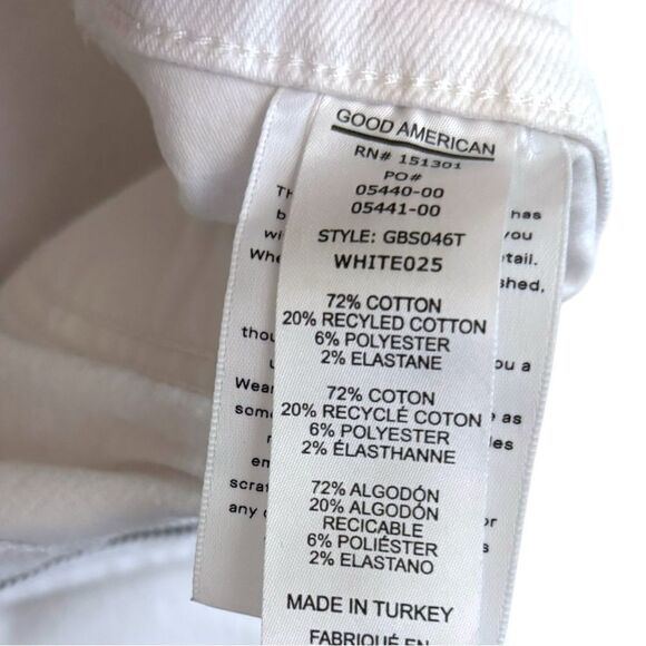 Good American Women's White Bombshell Denim Short Frayed Asymmetric Hem sz 10 - Picture 5 of 6